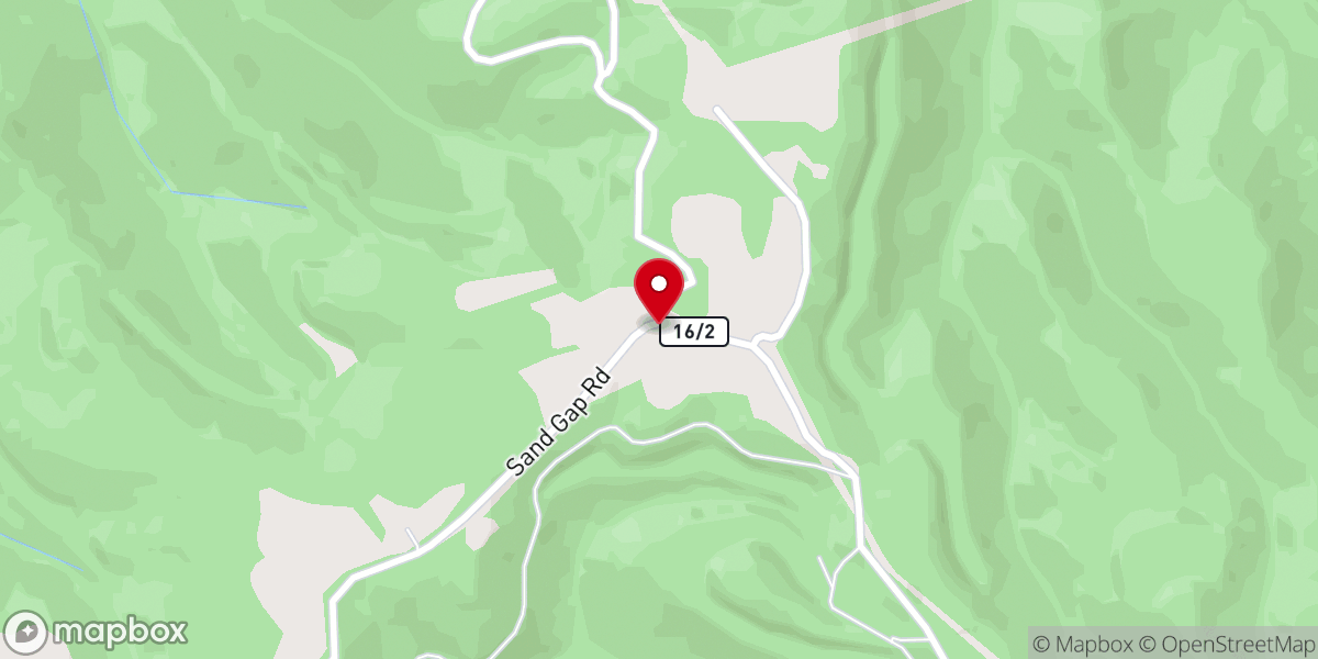 Map showing location of Mountaineer Baptist Church