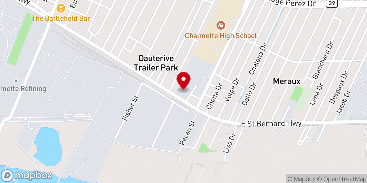 Map showing location of St. Bernard Parish Government Department of Public Works