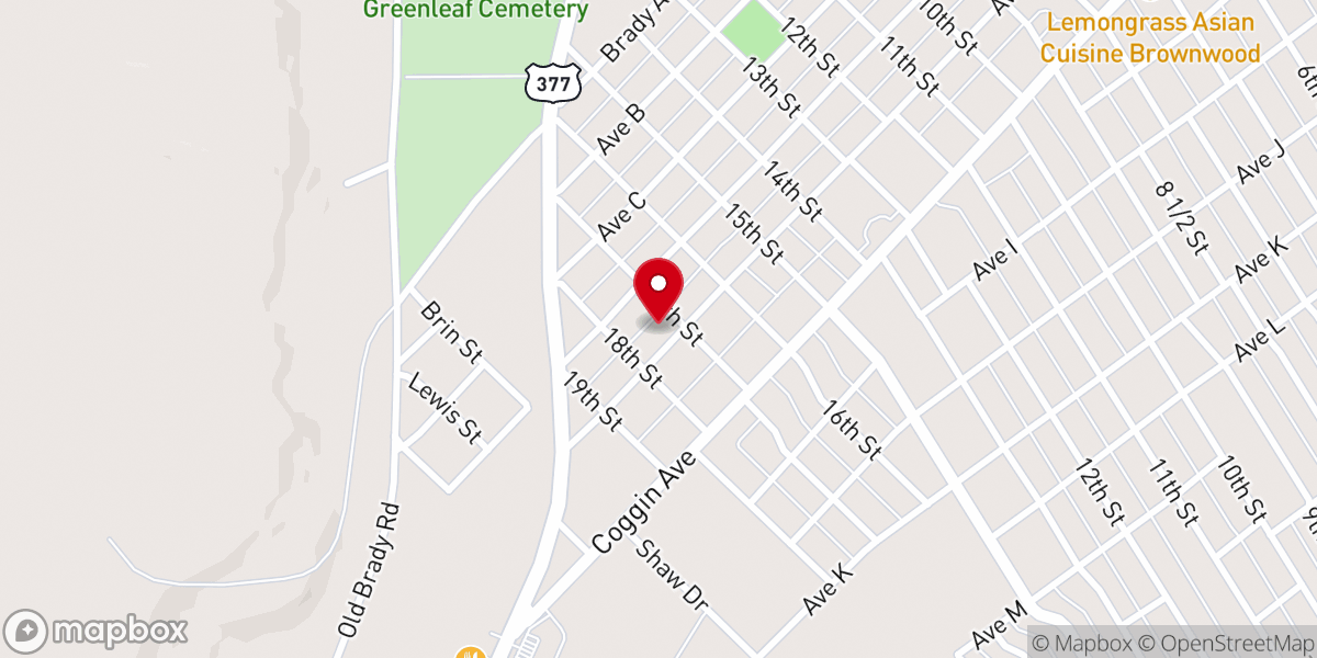 Map showing location of Brownwood Community Church