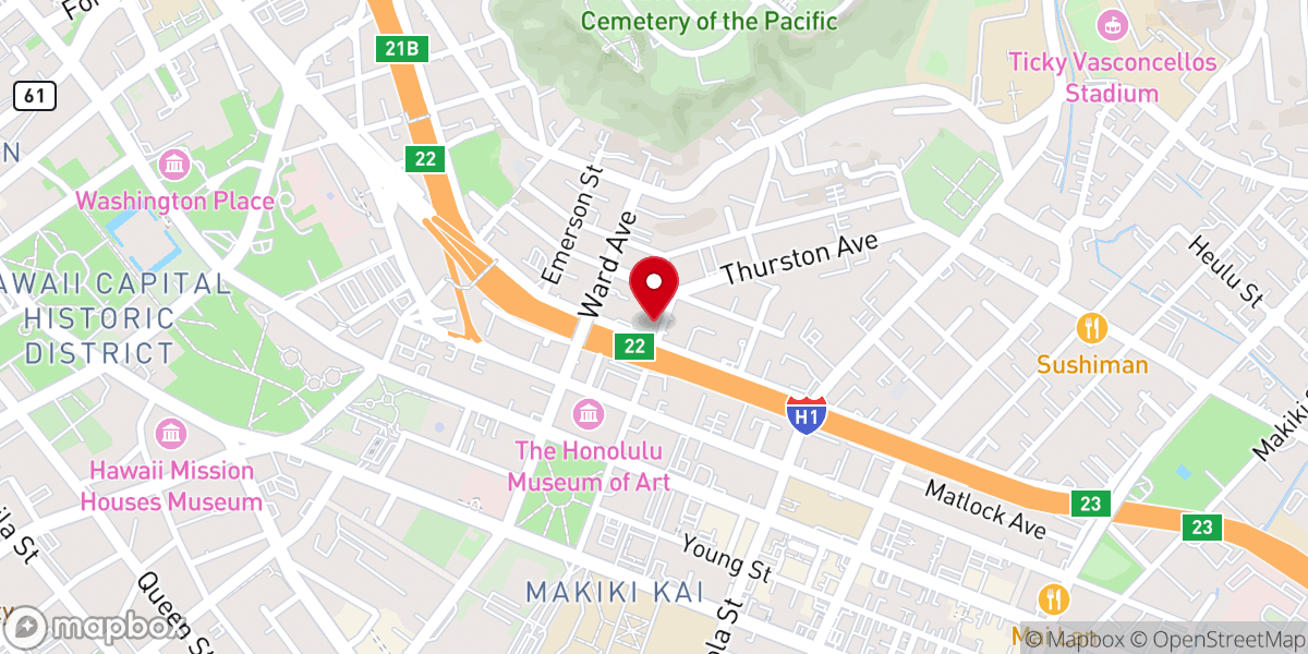 Map showing location of St. Constantine & Helen Greek Orthodox Cathedral of the Pacific