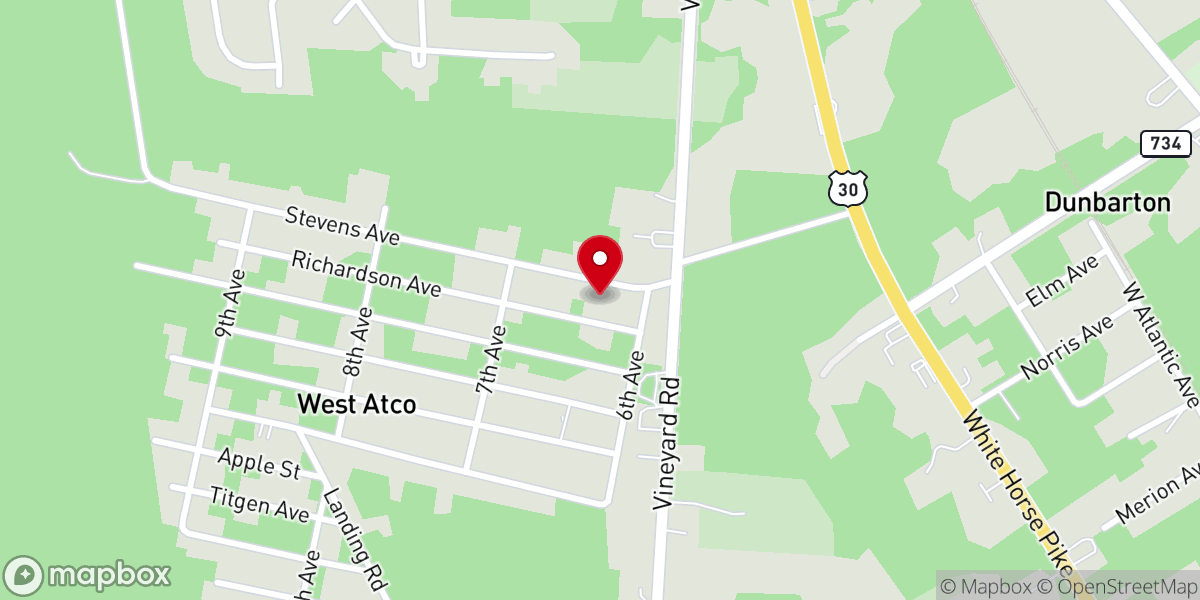 Map showing location of Mount Zion Baptist Church