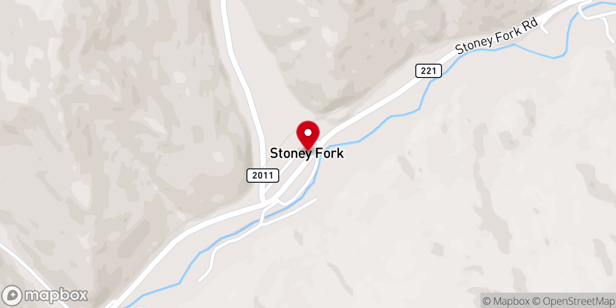 Map showing location of Stoney Fork
