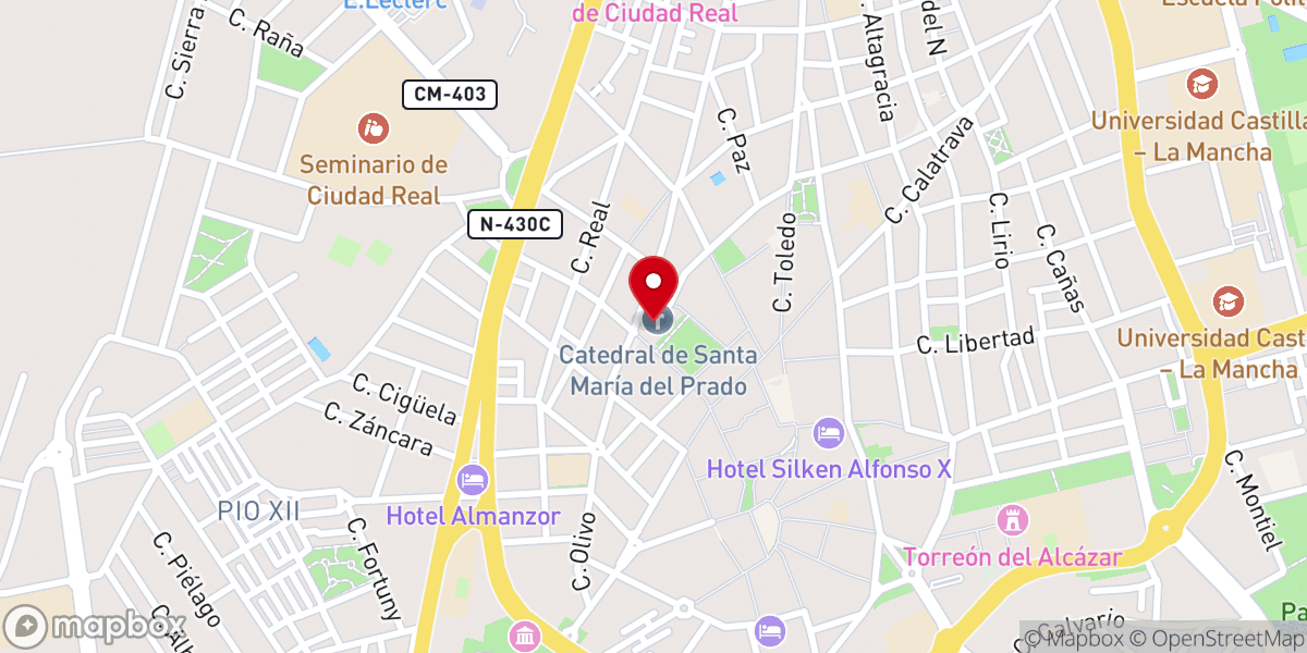 Map showing location of Catedral Basilica de Nuestra Señora Santa María del Prado en Ciudad Real