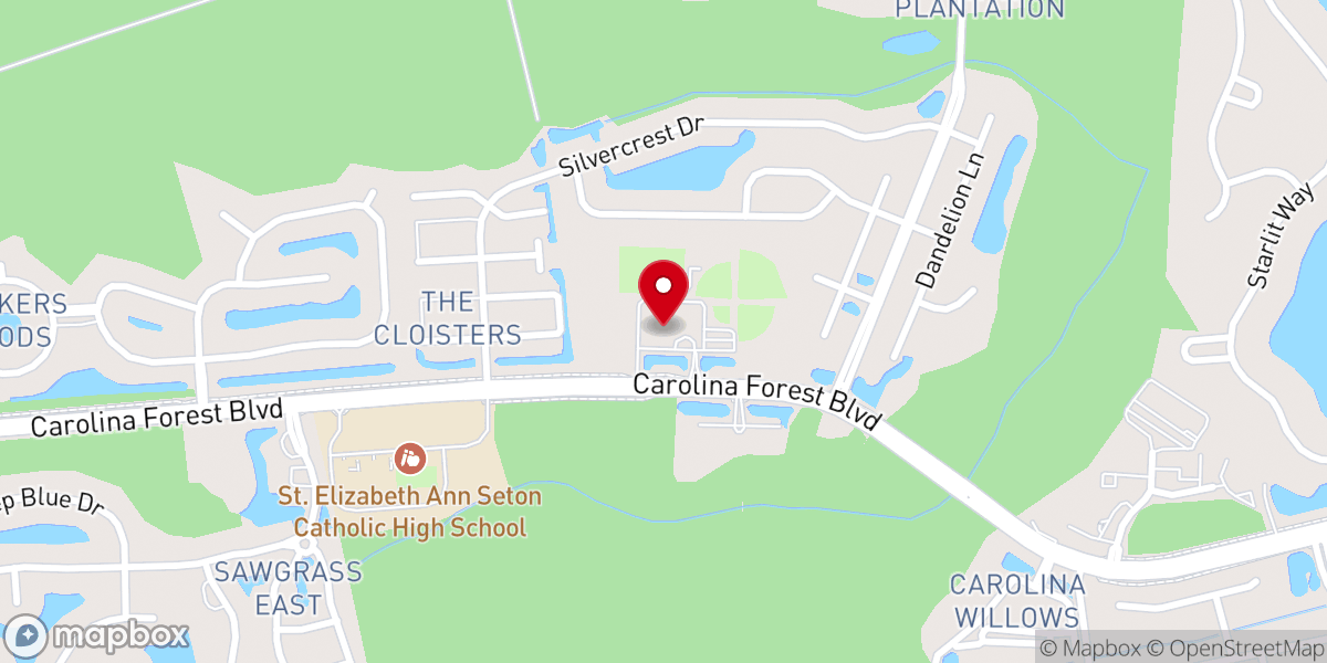 Map showing location of Carolina Forest Community Church