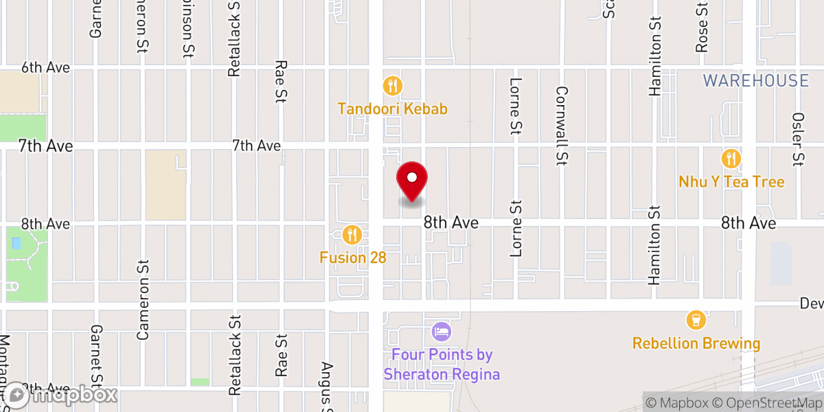 Map showing location of Celestial Church of Christ, Citadel of Perfection (COP), Regina