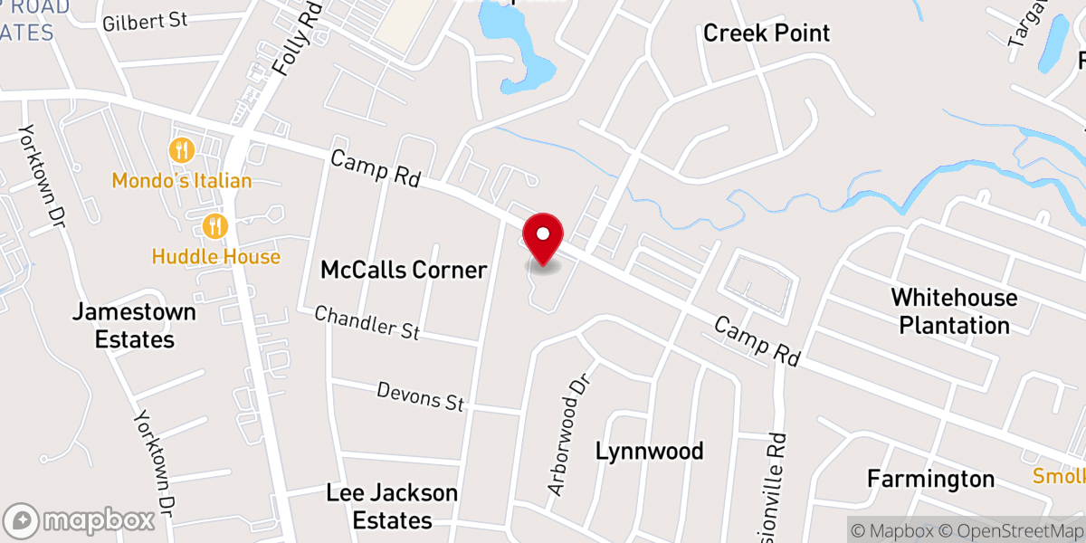 Map showing location of Fort Johnson Baptist Church