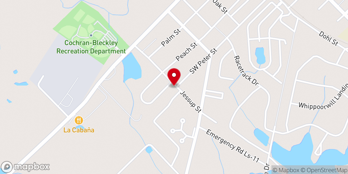Map showing location of Southside Baptist Church