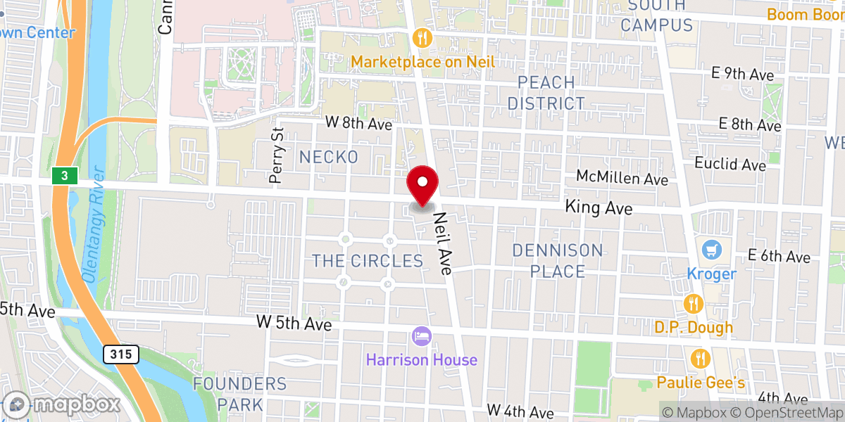 Map showing location of King Avenue United Methodist Church