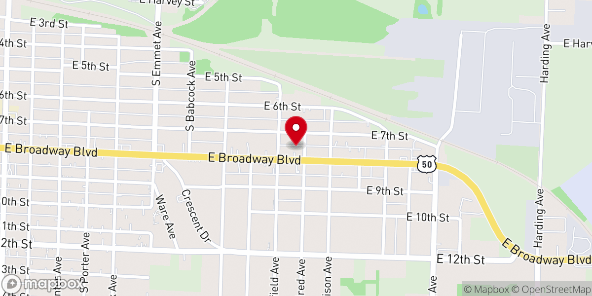 Map showing location of Broadway Baptist Church