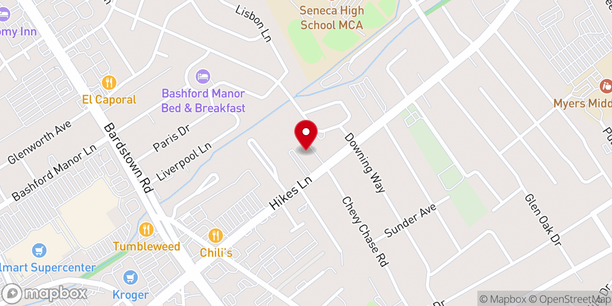 Map showing location of Buechel Park Baptist Church
