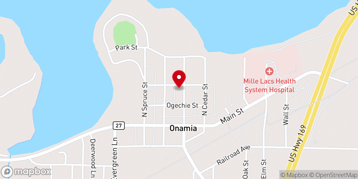Map showing location of Onamia United Methodist Church