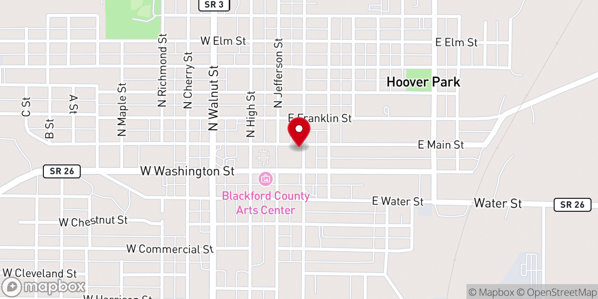 Map showing location of Old Blackford County Jail
