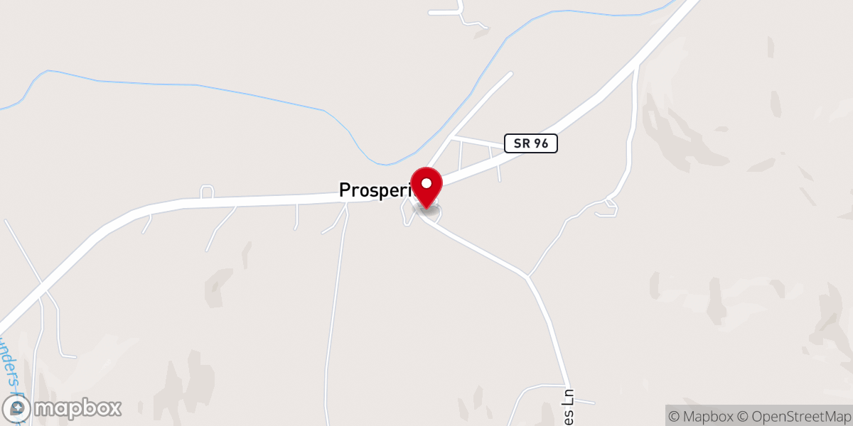Map showing location of Prosperity Baptist Church