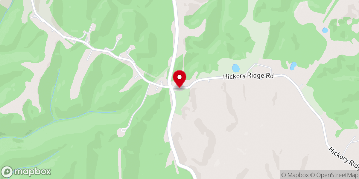 Map showing location of Hickory Ridge Church