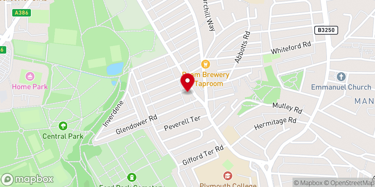 Map showing location of Beacon Park Baptist Church