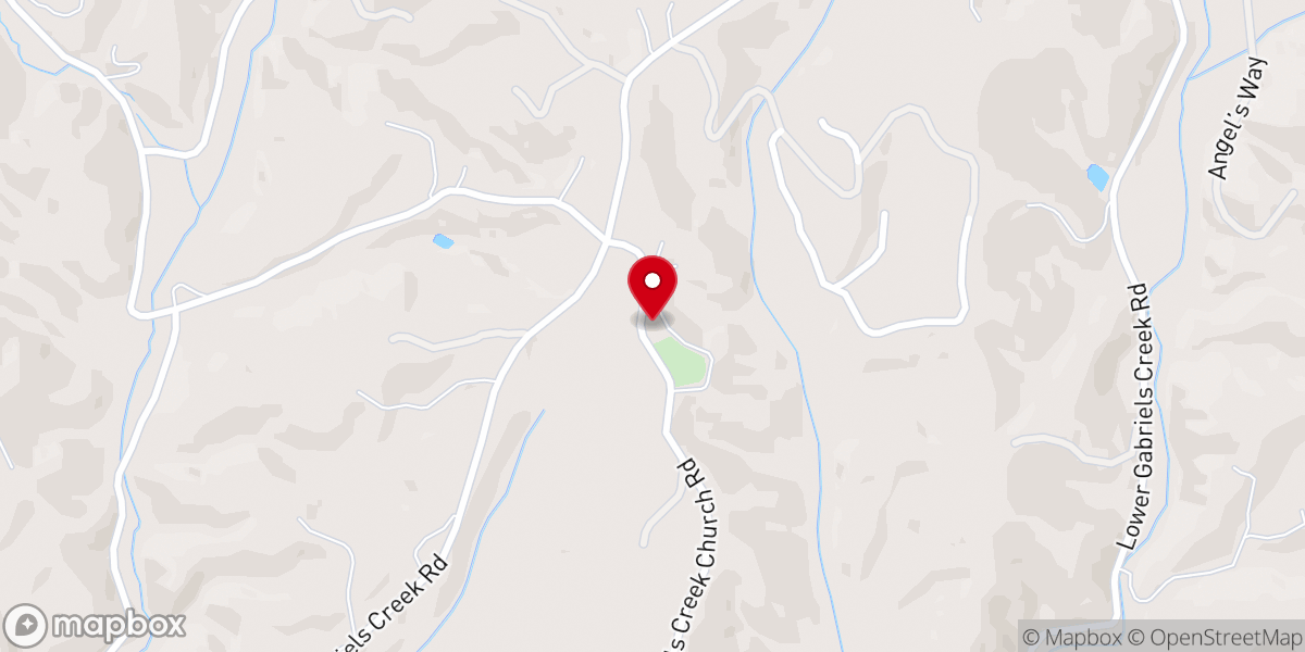 Map showing location of Gabriel's Creek Baptist Church