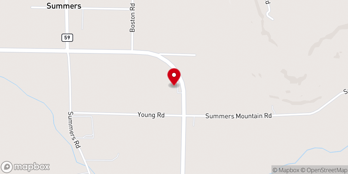 Map showing location of Summers Baptist Church