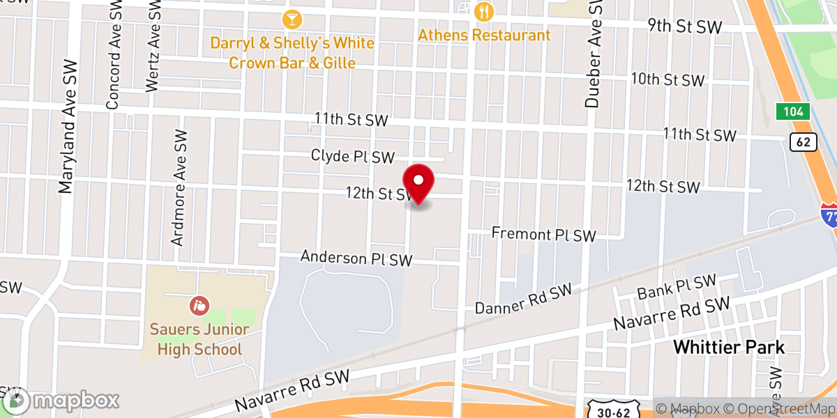 Map showing location of Calvary Church of the Nazarene