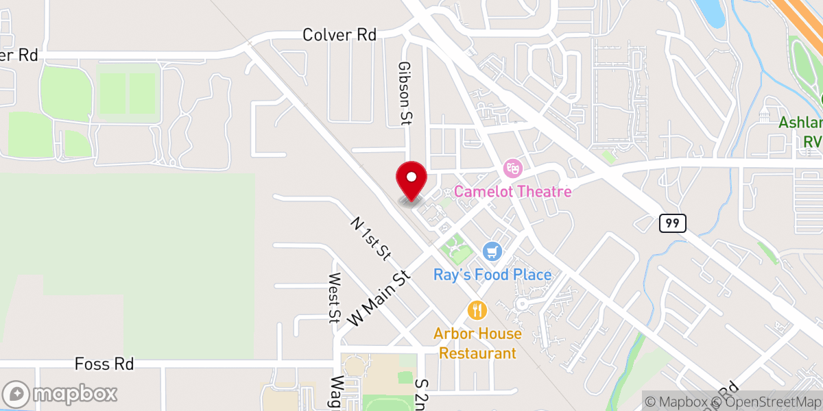 Map showing location of Talent Food Pantry