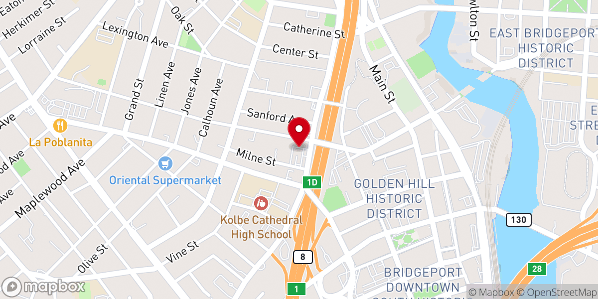 Map showing location of Bridgeport Apostolic Church