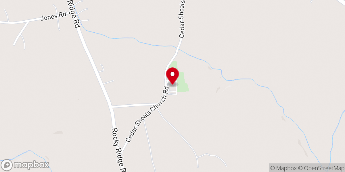 Map showing location of Cedar Shoals Baptist Church