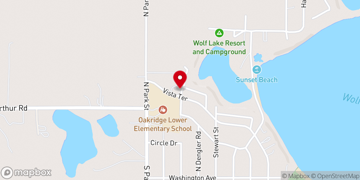 Map showing location of Wolf Lake Methodist Church