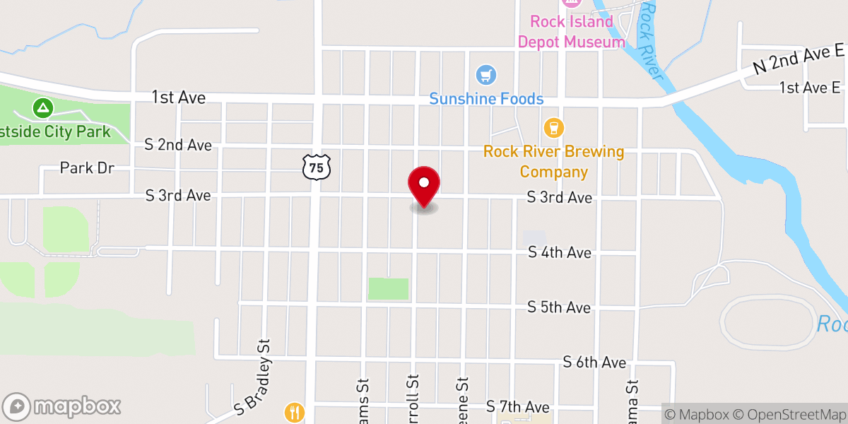 Map showing location of Rock Rapids United Methodist