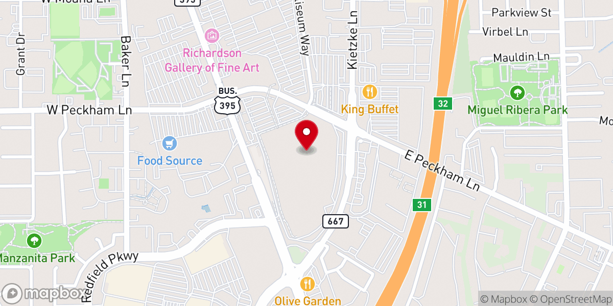 Map showing location of Skyline Church Reno