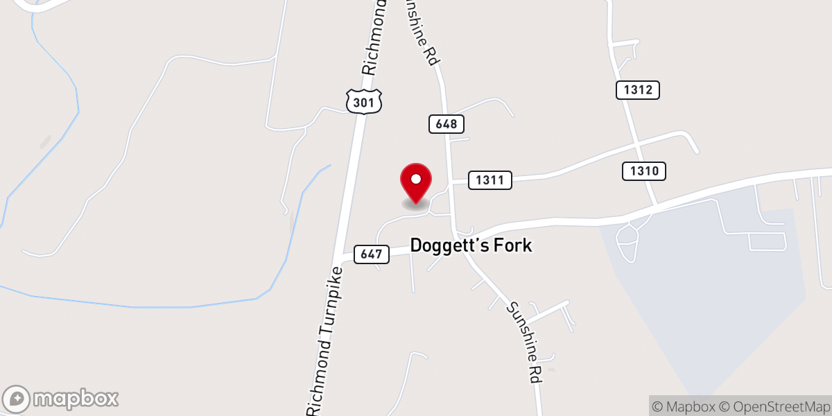 Map showing location of Reedy Church Ruritan Club