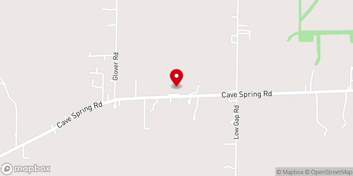 Map showing location of Cave Spring Baptist Church