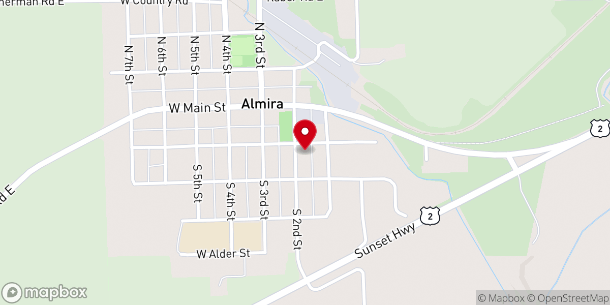 Map showing location of Almira Community Church
