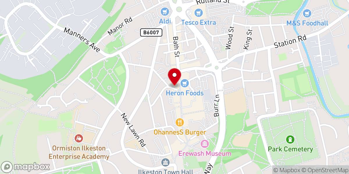 Map showing location of Ilkeston Methodist Church