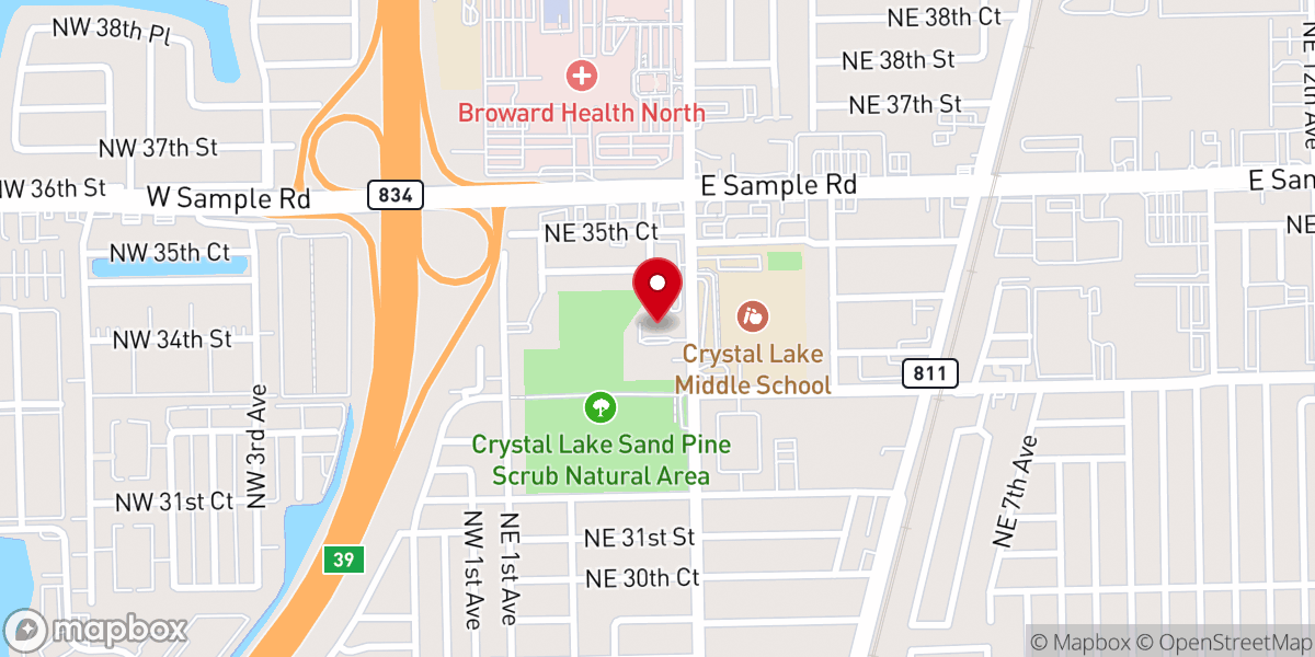 Map showing location of Pompano Beach Seventh-day Adventist Church
