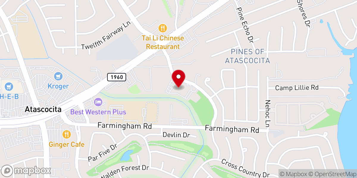Map showing location of Atascocita Methodist Church