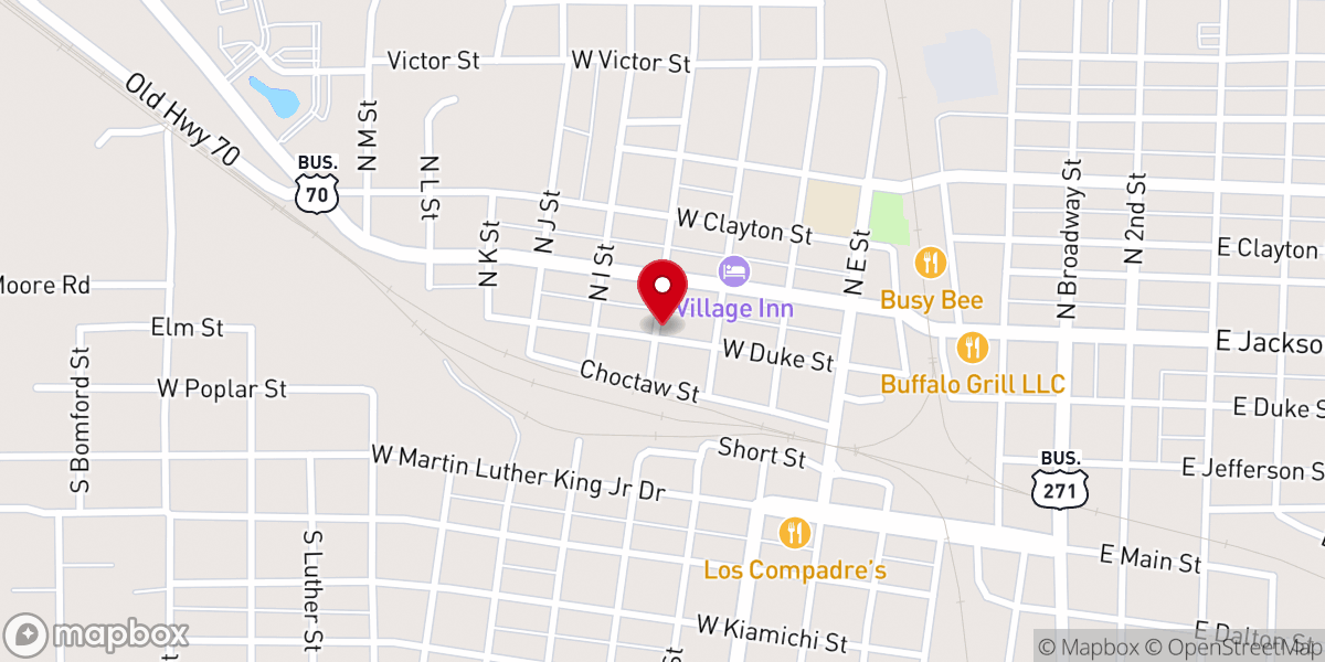 Map showing location of Hugo Church of the Nazarene