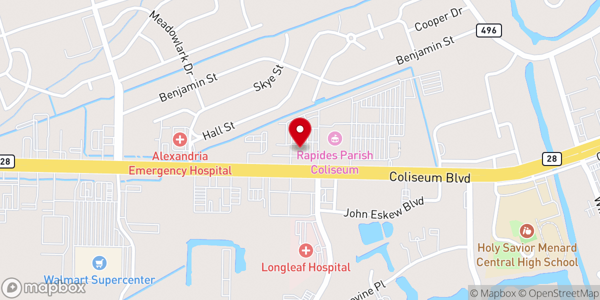 Map showing location of Louisiana Office of Motor Vehicles