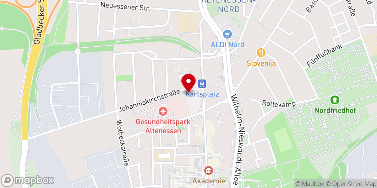 Map showing location of St. Johann Baptist