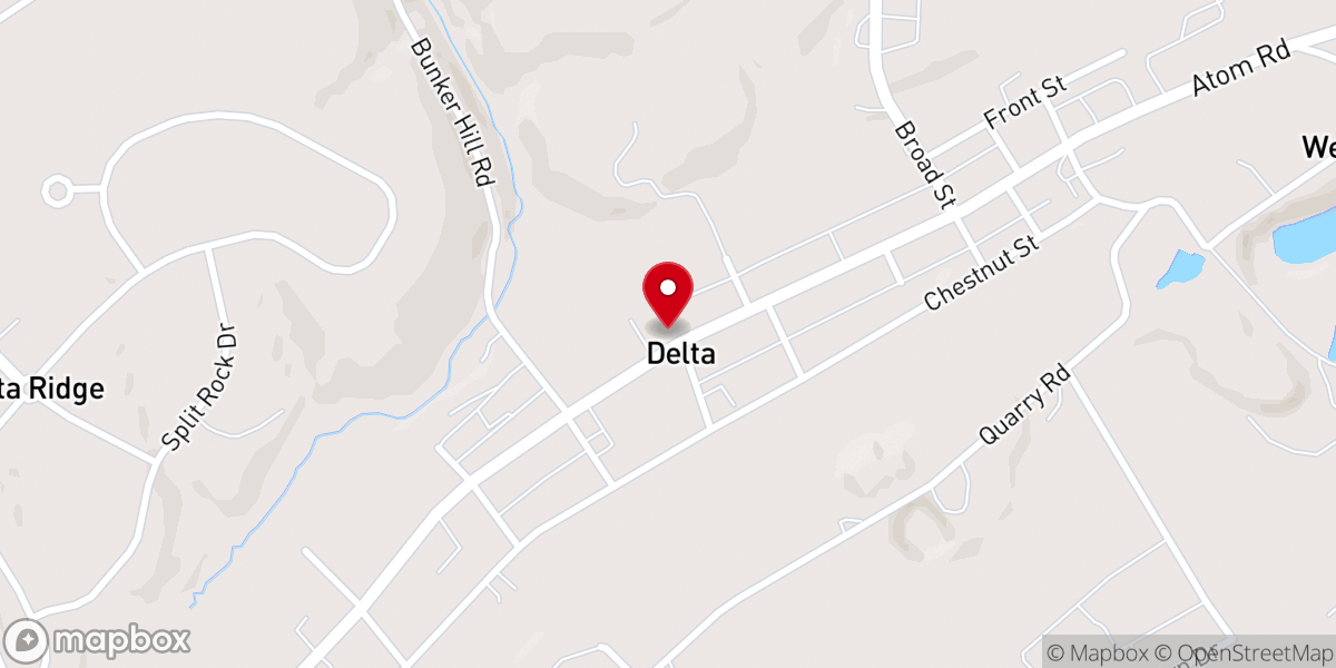 Map showing location of Delta Pizza