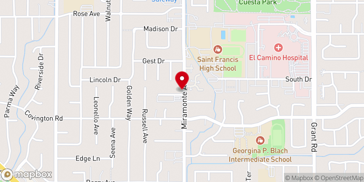 Map showing location of First Baptist Church of Mountain View