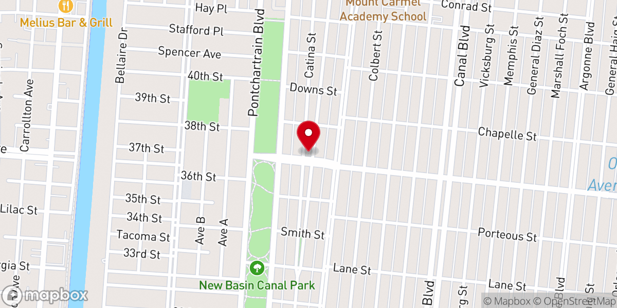 Map showing location of Bethel Baptist Church