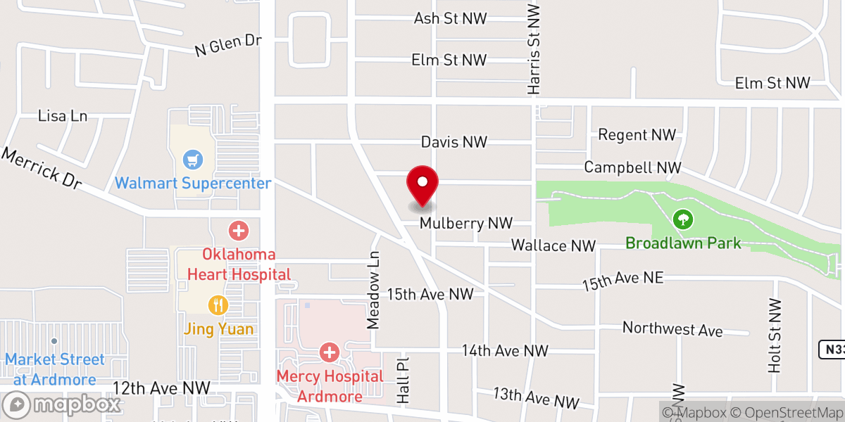 Map showing location of Northwest Baptist Church