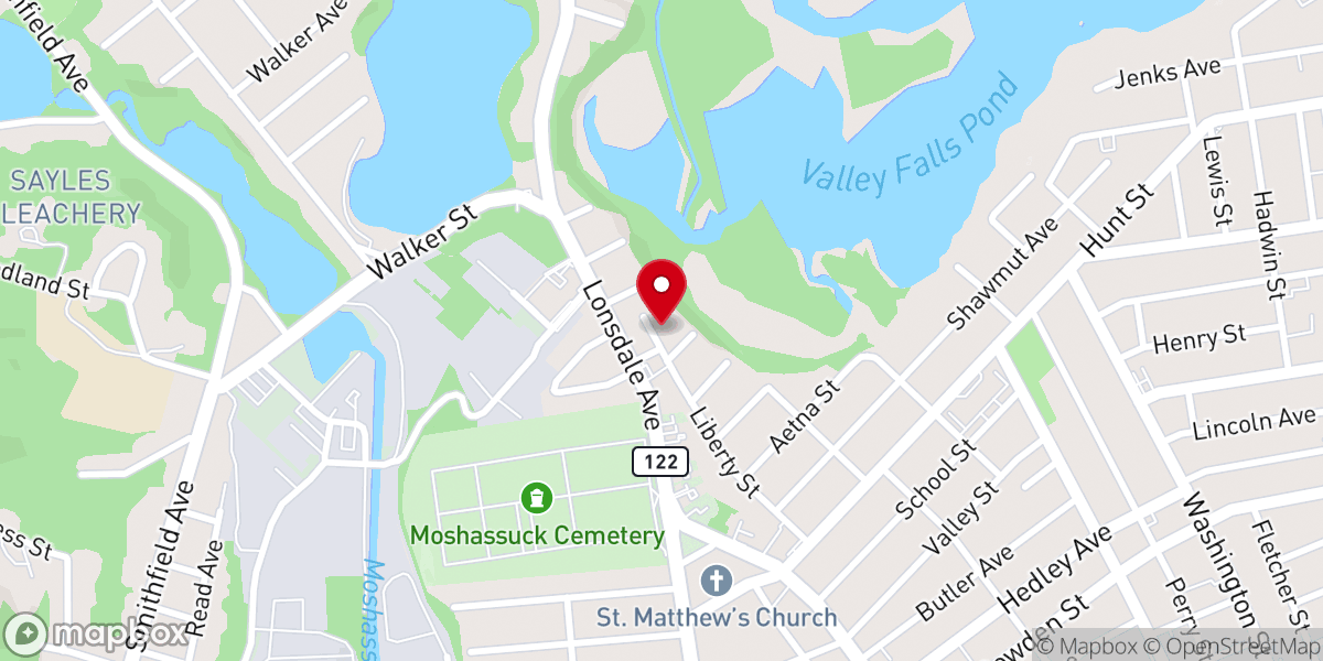 Map showing location of Central Falls Spanish Seventh-day Adventist Church