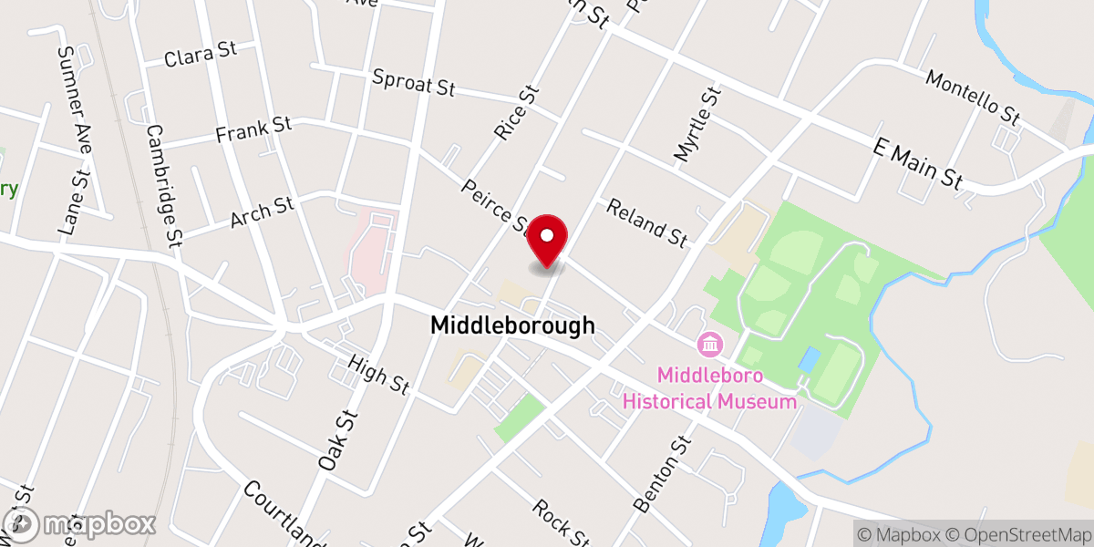 Map showing location of Central Middleboro United Methodist Church