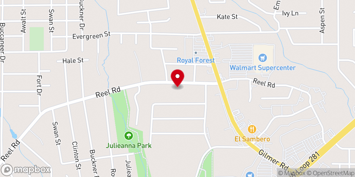 Map showing location of Reel Road Church of Christ