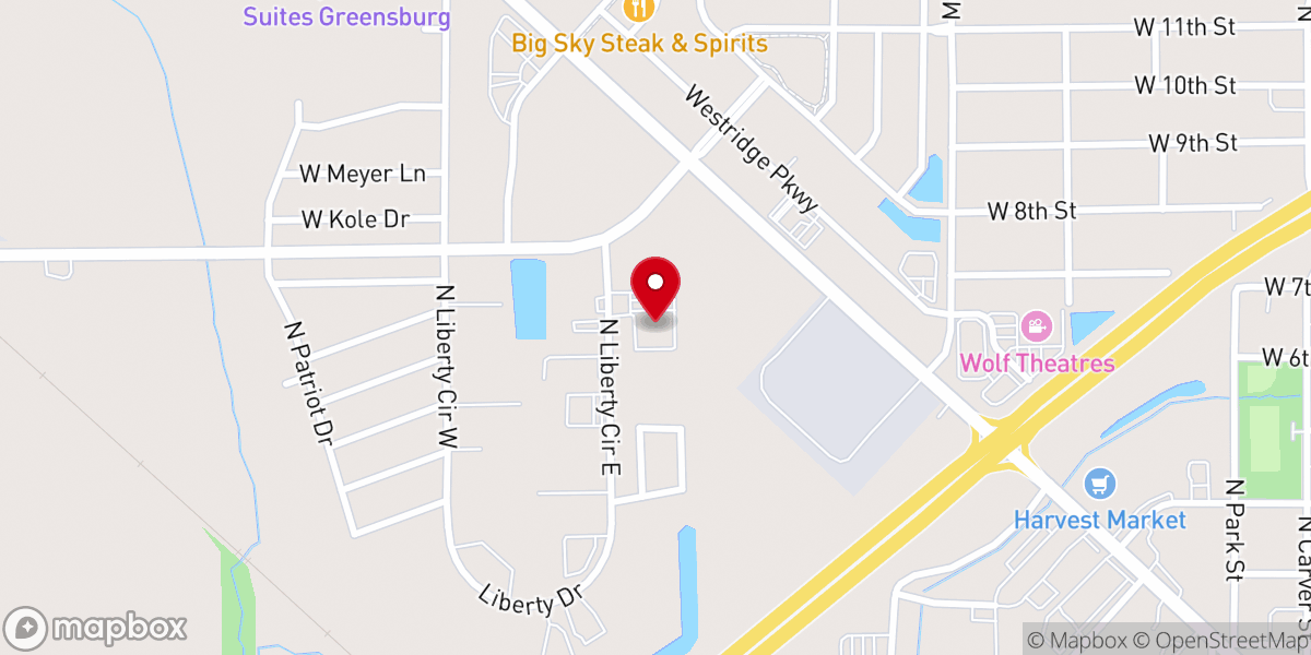 Map showing location of Community Church of Greensburg