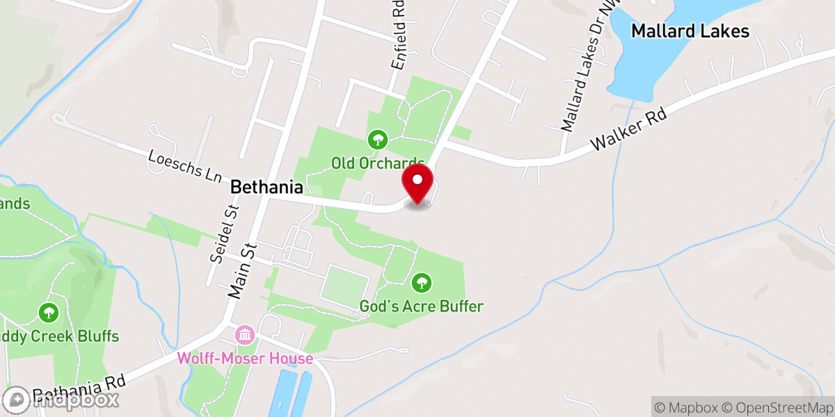 Map showing location of Bethania AME Zion Church