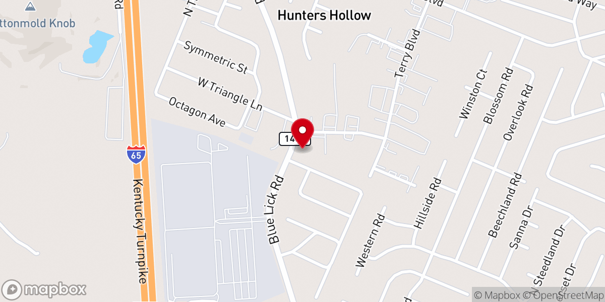 Map showing location of Unity Baptist Church of Bullitt County