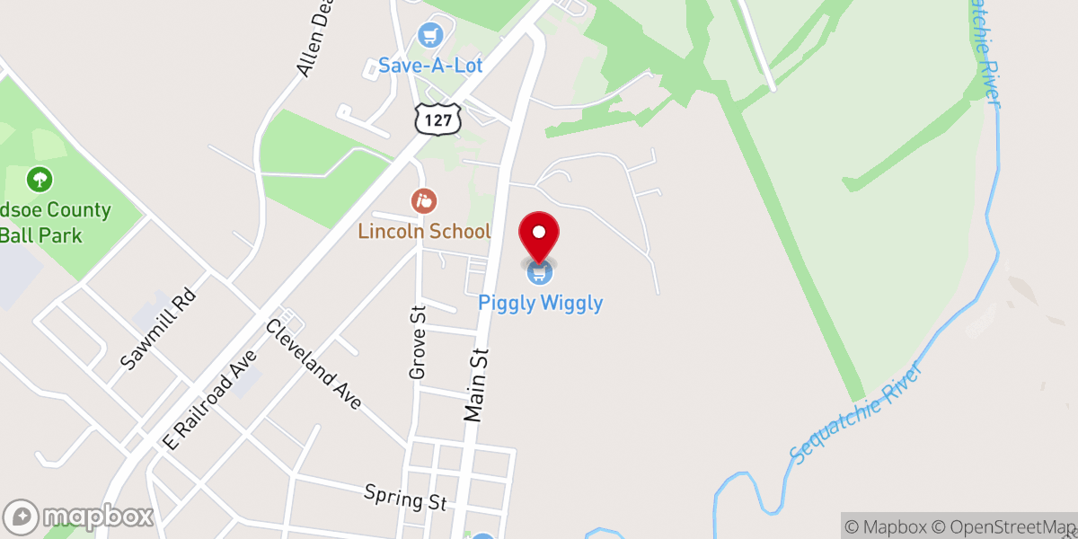 Map showing location of Piggly Wiggly