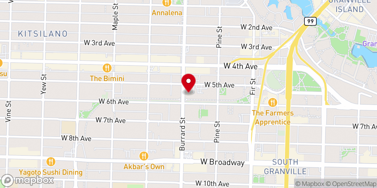 Map showing location of Christ City Church, Kitsilano