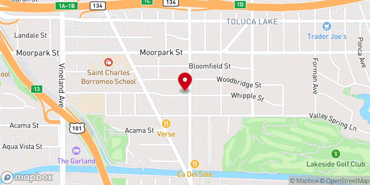 Map showing location of Harmony Toluca Lake - a campus of Hollywood United Methodist Church